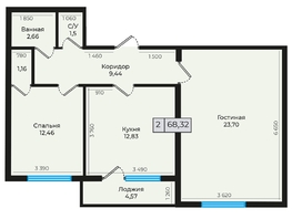 Продается 2-комнатная квартира ЖК Дунаевского, дом 2, 68.32 м², 6422080 рублей