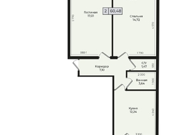 Продается 2-комнатная квартира ЖК Дунаевского, дом 2, 60.48 м², 5685120 рублей
