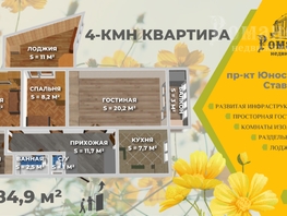 Продается 4-комнатная квартира Юности пр-кт, 84.9  м², 5700000 рублей