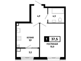 Продается 1-комнатная квартира ЖК Основа, литер 5.2, 37.5  м², 4237500 рублей