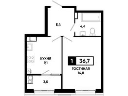 Продается 1-комнатная квартира ЖК Основа, литер 5.2, 36.7  м², 4147100 рублей