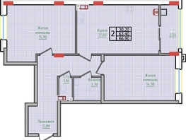 Продается 2-комнатная квартира ЖК Суворов, дом 6, 66.9  м², 7225200 рублей