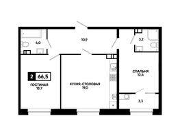 Продается 1-комнатная квартира ЖК Кварталы 17/77, литер 9.1, 66.5 м², 7221900 рублей
