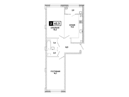 Продается 2-комнатная квартира ЖК Кварталы 17/77, литер 9.5, 62.3  м&sup2;, 7856030 рублей