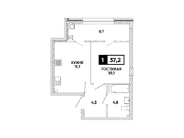 Продается 1-комнатная квартира ЖК Кварталы 17/77, литер 9.5, 37.2  м&sup2;, 5248920 рублей