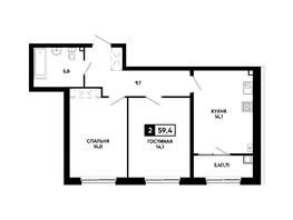 Продается 2-комнатная квартира ЖК Резиденция СОФИ, литер 1 корпус 2, 59.4  м&sup2;, 7324020 рублей