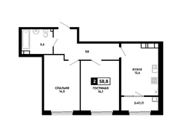 Продается 2-комнатная квартира ЖК Резиденция СОФИ, литер 1 корпус 2, 58.8  м&sup2;, 7250040 рублей