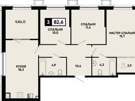 Продается 3-комнатная квартира ЖК Моя Легенда, кор 1.6, 82.6  м&sup2;, 18370240 рублей