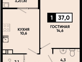 Продается 1-комнатная квартира ЖК Моя Легенда, кор 1.6, 37  м&sup2;, 9264800 рублей