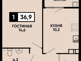 Продается 1-комнатная квартира ЖК Моя Легенда, кор 1.6, 36.9  м&sup2;, 9239760 рублей