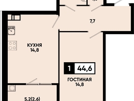 Продается 1-комнатная квартира ЖК Моя Легенда, кор 1.6, 44.6  м&sup2;, 10052840 рублей