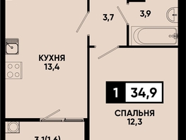 Продается 1-комнатная квартира ЖК Моя Легенда, кор 1.6, 34.9  м&sup2;, 8738960 рублей