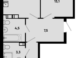 Продается 2-комнатная квартира ЖК Моя Легенда, кор 1.6, 61.9  м&sup2;, 14756960 рублей