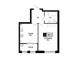Продается 1-комнатная квартира ЖК Резиденция СОФИ, литер 1 корпус 2, 36.2  м&sup2;, 4897860 рублей