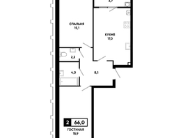 Продается 2-комнатная квартира ЖК Основа, литер 6.1, 66  м&sup2;, 7837500 рублей