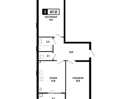 Продается 2-комнатная квартира ЖК Основа, литер 6.1, 67  м&sup2;, 7956250 рублей