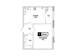 Продается 1-комнатная квартира ЖК Кварталы 17/77, литер 9.5, 41.4  м&sup2;, 5572440 рублей