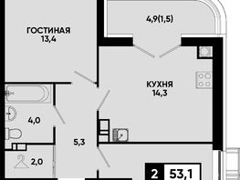 Продается 2-комнатная квартира ЖК Моя Легенда, кор 1.6, 53.1  м&sup2;, 12791790 рублей