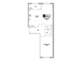 Продается 2-комнатная квартира ЖК Кварталы 17/77, литер 9.5, 64.4  м&sup2;, 8120840 рублей