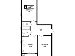 Продается 2-комнатная квартира ЖК Основа, литер 6.1, 66.7  м&sup2;, 7773885 рублей