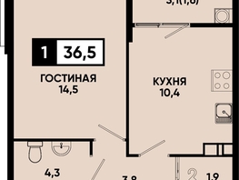 Продается 1-комнатная квартира ЖК Моя Легенда, кор 1.6, 36.5  м&sup2;, 9139600 рублей