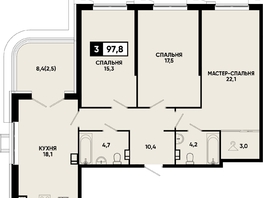 Продается 3-комнатная квартира ЖК Моя Легенда, кор 1.6, 97.8  м&sup2;, 21750720 рублей