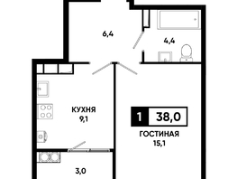 Продается 1-комнатная квартира ЖК Основа, литер 6.2, 38  м&sup2;, 5025500 рублей