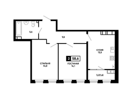 Продается 2-комнатная квартира ЖК Резиденция СОФИ, литер 1 корпус 2, 58.6  м&sup2;, 7225380 рублей