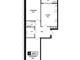 Продается 2-комнатная квартира ЖК Основа, литер 6.1, 65.7  м&sup2;, 7801875 рублей