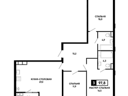 Продается 3-комнатная квартира ЖК Основа, литер 6.1, 97.8  м&sup2;, 10733550 рублей