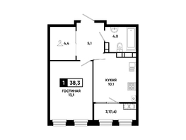 Продается 1-комнатная квартира ЖК Резиденция СОФИ, литер 1 корпус 2, 38.3  м&sup2;, 5181990 рублей