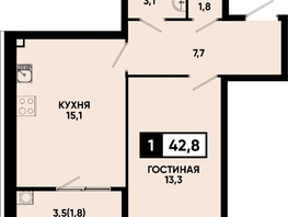 Продается 1-комнатная квартира ЖК Моя Легенда, кор 1.6, 42.8  м&sup2;, 9647120 рублей