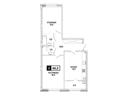 Продается 2-комнатная квартира ЖК Кварталы 17/77, литер 9.3, 66.2  м&sup2;, 8347820 рублей