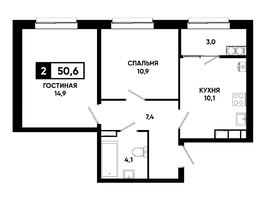 Продается 2-комнатная квартира ЖК Основа, литер 6.2, 50.6  м&sup2;, 6413550 рублей