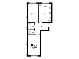 Продается 2-комнатная квартира ЖК Резиденция СОФИ, литер 1 корпус 2, 60.8  м&sup2;, 7435840 рублей