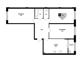 Продается 3-комнатная квартира ЖК Резиденция СОФИ, литер 1 корпус 3, 86.7  м&sup2;, 9021135 рублей