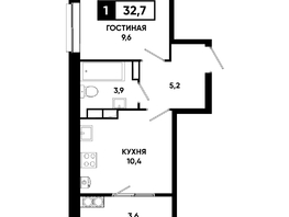 Продается 1-комнатная квартира ЖК Основа, литер 6.2, 32.7  м&sup2;, 4422675 рублей