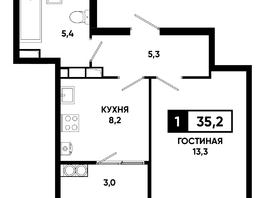 Продается 1-комнатная квартира ЖК Основа, литер 6.2, 35.2  м&sup2;, 4760800 рублей