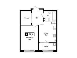 Продается 1-комнатная квартира ЖК Резиденция СОФИ, литер 1 корпус 2, 38.6  м&sup2;, 5222580 рублей