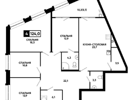 Продается 4-комнатная квартира ЖК Печорин, литер 2, 124  м&sup2;, 19840000 рублей
