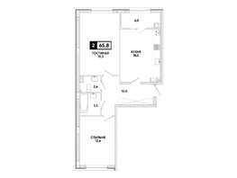 Продается 2-комнатная квартира ЖК Кварталы 17/77, литер 9.4, 65.8  м&sup2;, 8297380 рублей
