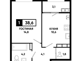 Продается 1-комнатная квартира ЖК Основа, литер 6.1, 38.6  м&sup2;, 5124150 рублей