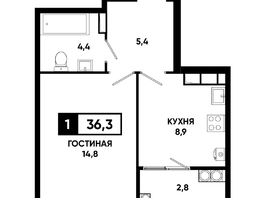 Продается 1-комнатная квартира ЖК Основа, литер 6.2, 36.3  м&sup2;, 4818825 рублей
