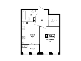 Продается 1-комнатная квартира ЖК Резиденция СОФИ, литер 1 корпус 2, 38.6  м&sup2;, 5280480 рублей