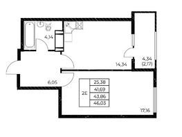 Продается 1-комнатная квартира ЖК Звезда Столицы 2, 46.03  м&sup2;, 7928207 рублей