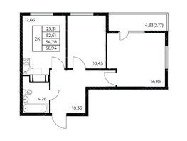 Продается 2-комнатная квартира ЖК Звезда Столицы 2, 56.94  м&sup2;, 8541000 рублей