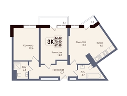 Продается 3-комнатная квартира ЖК Академия, 1 этап, 67.58  м&sup2;, 11049330 рублей