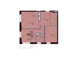 Продается 3-комнатная квартира ЖК ACADEMIA (Академия), 1 этап, 69.07  м&sup2;, 10705850 рублей