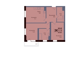 Продается 3-комнатная квартира ЖК Академия, 1 этап, 69.07  м&sup2;, 11292945 рублей