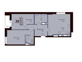 Продается 3-комнатная квартира ЖК ACADEMIA (Академия), 1 этап, 68.2  м&sup2;, 10571000 рублей